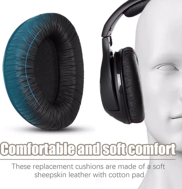 Ørepuder til Sennheiser RS165/175 hovedtelefoner, sort.