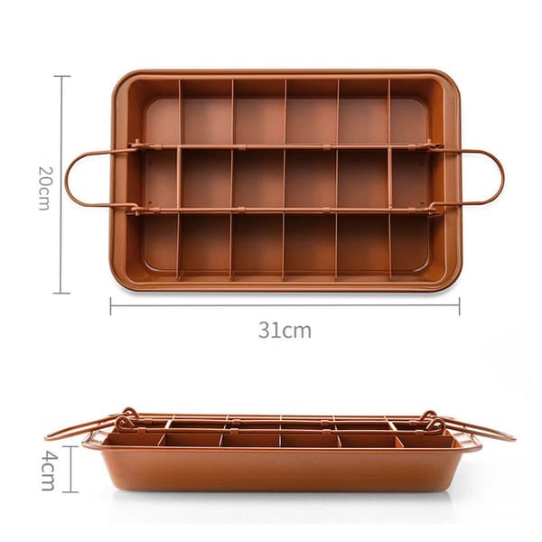Non-stick brownieform 20 x 31 cm – rektangulær kageform, kulstofstål
