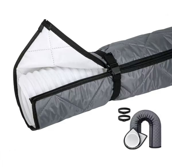 150x53 cm Grått Bärbart AC-slang Värmeisoleringsskydd med 2 Remmar