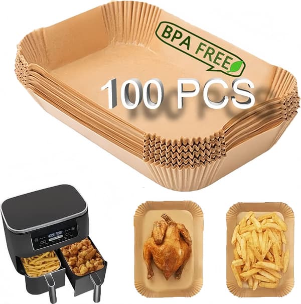 100-pack engångspappersfoder för airfryer, värmebeständiga bakplåtspapper för Ninja Dual-Zone