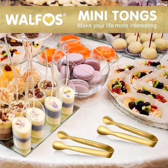 Hållbara sockertänger - Multifunktionella - 6-delat set - Rostfritt stål - 11 cm