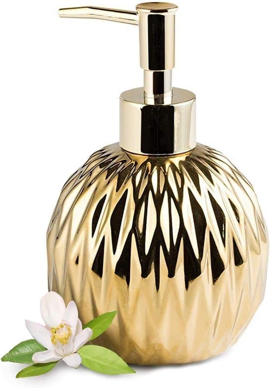 Moderne guld keramisk sæbedispenser, velegnet til badeværelser og køkkener.