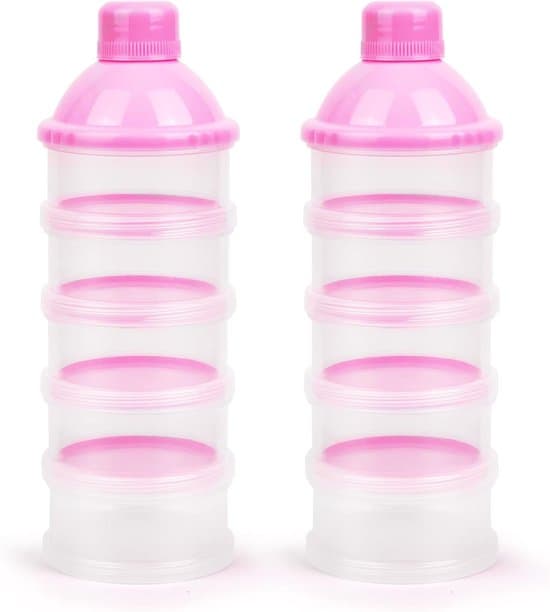 2-delt formeldispenser sæt, 5-lags stabelbar opbevaringsboks, pink