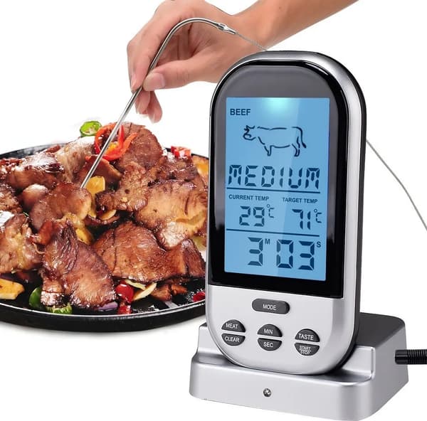 Digitalt trådløst grilltermometer, kødtermometer, grilltermometer, grilltermometer, temperaturområde 250°C