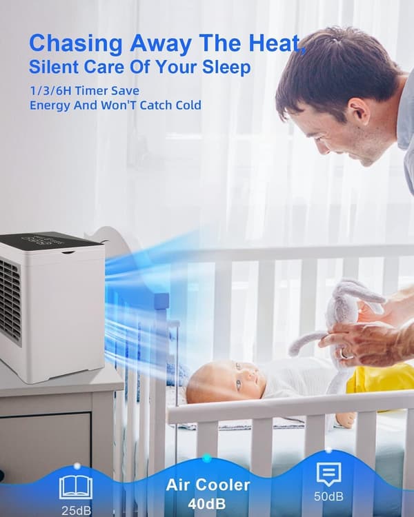 Stille 3-trins USB Desktop Fordampende Luftkøler Ventilator med Timer