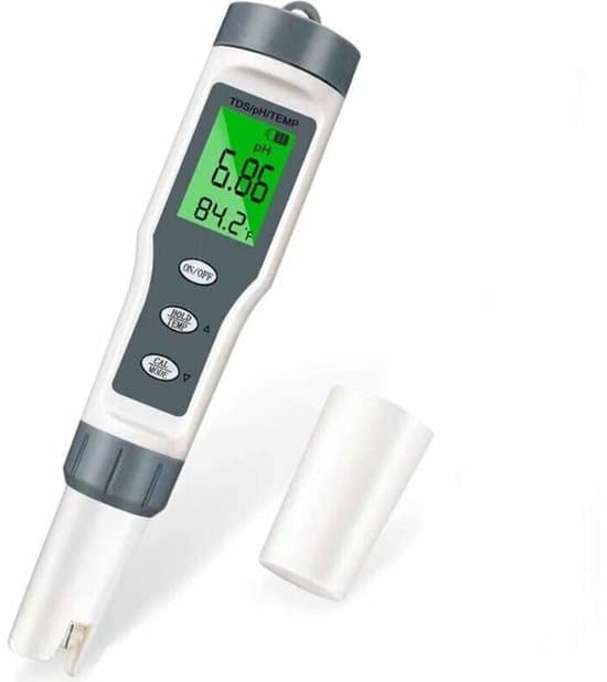 3-i-1 Elektronisk Pool pH-måler med TDS-måler, Termometer, LCD Vandkvalitetsanalysator
