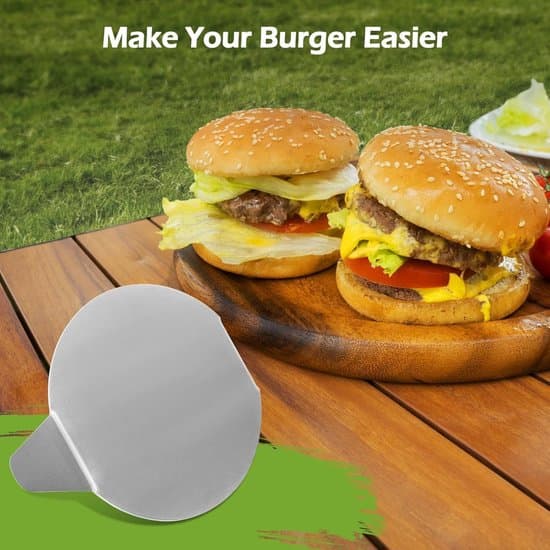Hamburgerudstikker - Hamburgerbøfpresser - Hamburgerfremstilling - Rustfrit stål - 14,6 cm - Sølv