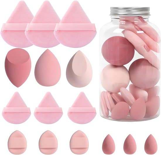 15-delad Beauty Blender-svamp, triangulär foundationborste och tvättbart rengöringsset