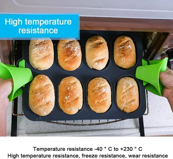 Silikone brødbageforme, mini baguette bageforme, bollebageforme, non-stick silikone baguetteforme, non-stick perforerede bageforme