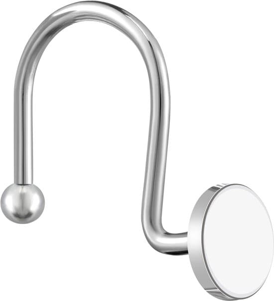 12-pack duschdraperikrokar – Silver – Metall – Rostfritt stål – S-formade – Smidig glidning