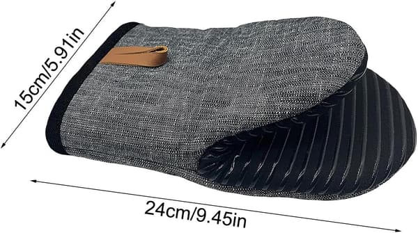 Mini värmebeständiga handskar Halkfri silikonfoder 2-pack Kök Svart