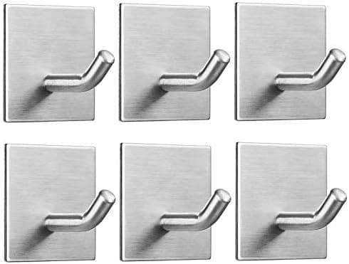 6-pack självhäftande väggkrokar i silver