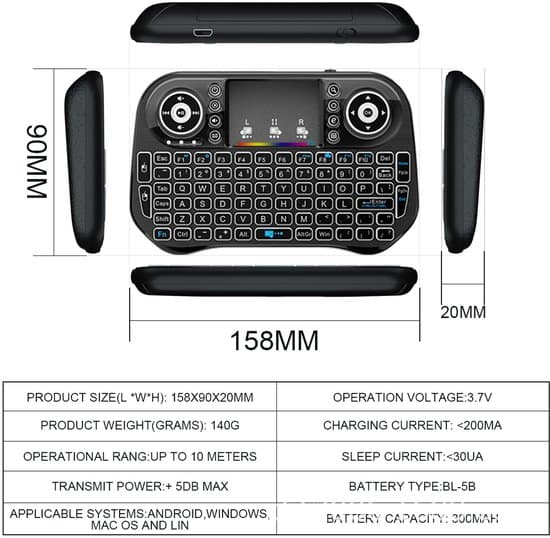 Mini Air Mouse Smart Multimedia Sjufärgsbakgrundsbelyst Tangentbord
