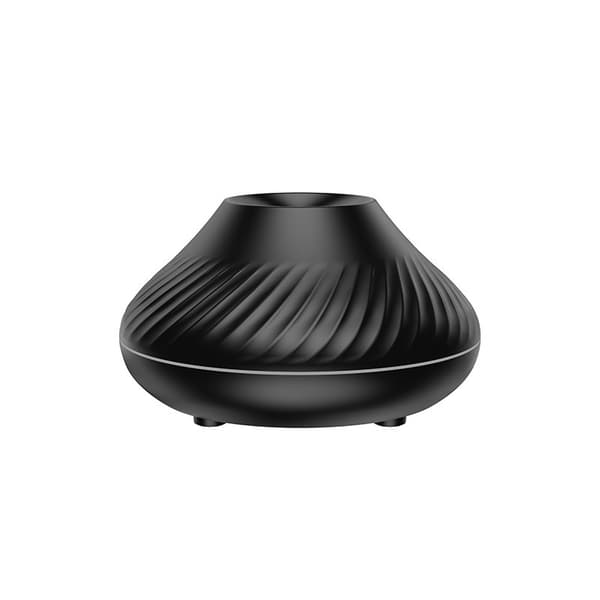 Flammeaktiveret aromaterapi æterisk olie diffuser/luftfugter med 7 flammefarver (sort).