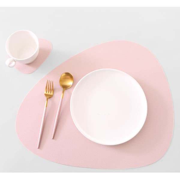 Nordisk stil silikonisolerad bordstablett, lädertextur, rosa