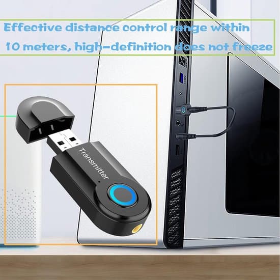 Bluetooth 5.0 -äänilähetin - Langaton sovitin - 3,5 mm stereo - Musta