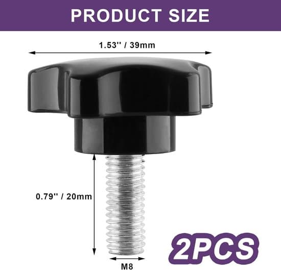 Stjernegreb M8 x 20mm - 2 Stykker - Klemskrue til Parasolfod & Stativ - Stjerneformet - Sort