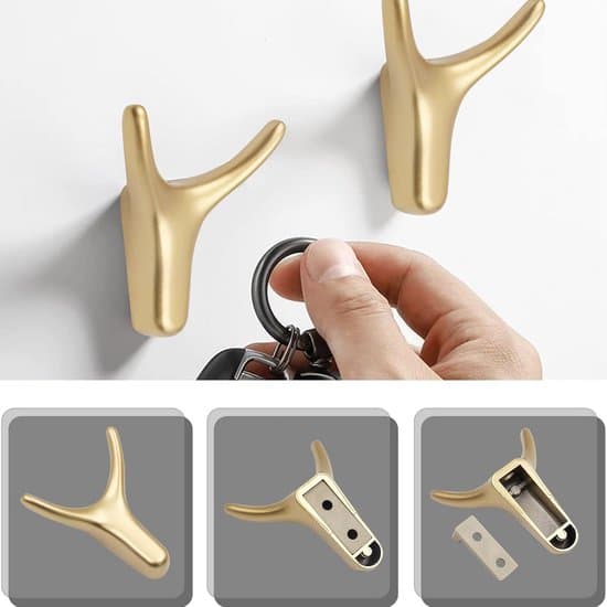 Y-formade väggkrokar - set om 4 - guld - aluminium