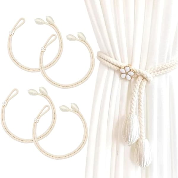 4-delt gardinbindesæt, stort perlegardinbind, gardinbind, gardinbind, gardinbind (beige)