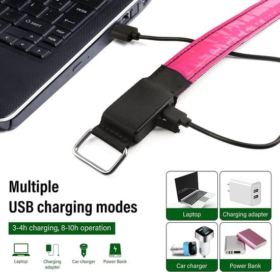 4-pack USB LED reflekterande lysande armbindlar för barns sport och jogging