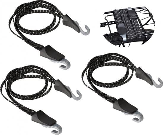 Universelle cykel-elastikstropper, 3-pak, bagagestropper med kroge, 60 cm, elastikstropper med kroge, teltstrammere, elastikstropper 3-delt sæt