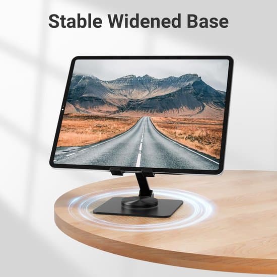 360° Roterbar Sammenfoldelig Desktop Telefon- og Tabletstander - Sort