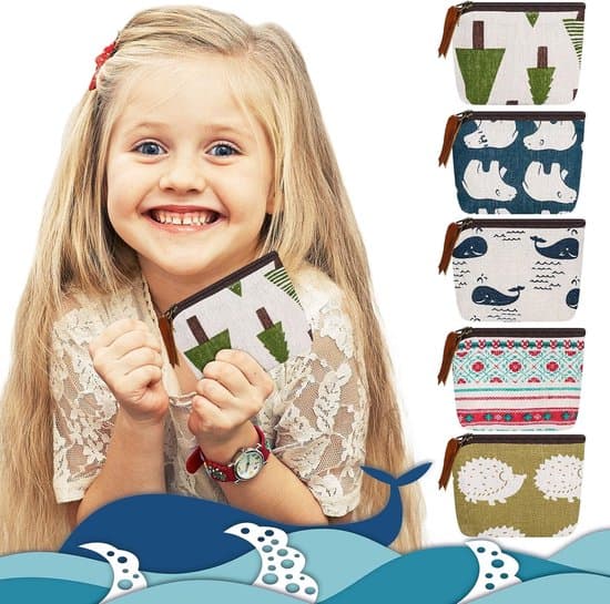 Set med 5 Mini Canvas Plånböcker, Barnmyntväskor, Multifunktionella Kosmetikväskor med Dragkedja, Flerfärgad.