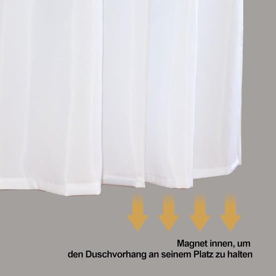 Duschdraperi - Polyestertyg - Vattentätt - Maskintvättbart - 200 cm (B) x 200 cm (H) - Vit