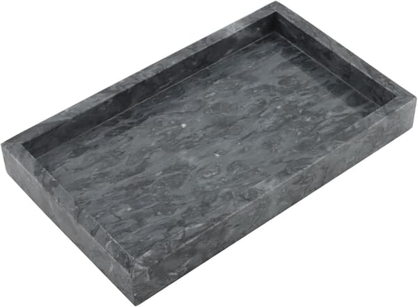 Rektangulär grå marmorbricka, 30 x 20 cm, dekorativ tvättställsbricka