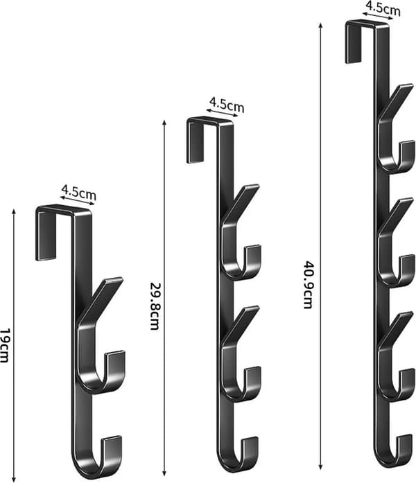 5 kroge metal dørkrog garderobe pladsbesparende kraftig bærende stativ