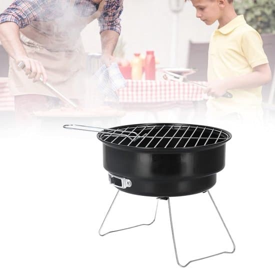Rund Bärbar Mini BBQ Grill - Utomhusmatlagning och Camping Kolgrill