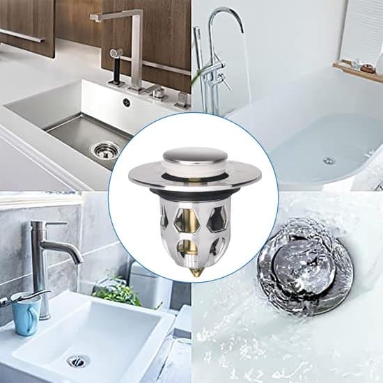 Universal Pop-Up Vaskeprop - Forkromet Hårfanger Afløbsprop - 34-40mm