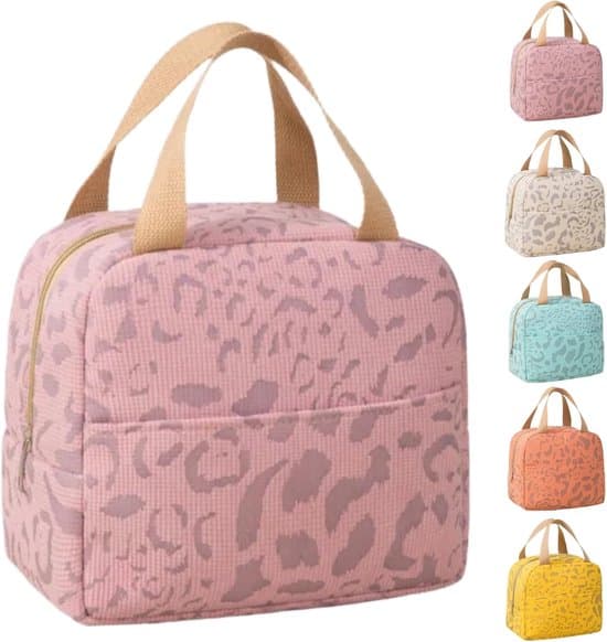 Vattentät Isolerad Lunchväska med Aluminiumfoliefoder, 20x23x14 cm, Rosa