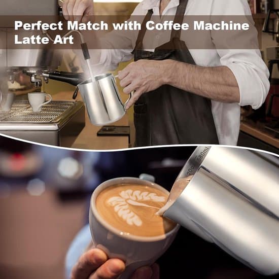 Mælkeskummer til kaffe - 600 ml mælkekande i rustfrit stål til cappuccino, latte og espresso