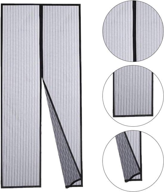 210x100cm Sort Magnetisk Insektnet Dørgardin
