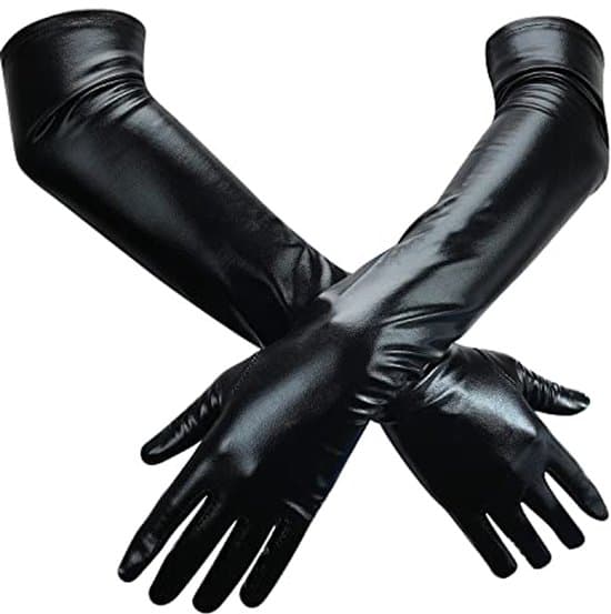 Lange handsker til kvinder - blanke opera-handsker i læder - perfekte til fester og cosplay
