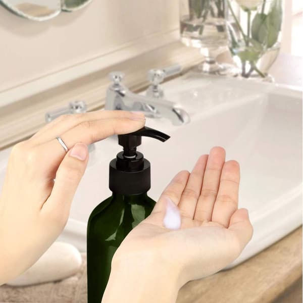 4-delad 500 ml påfyllningsbar plastpumpflaskor för schampo och lotion (grön)