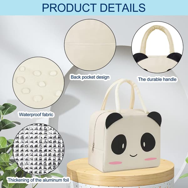 Sød Panda Mønster Genanvendelig Termo Madpose (Beige)