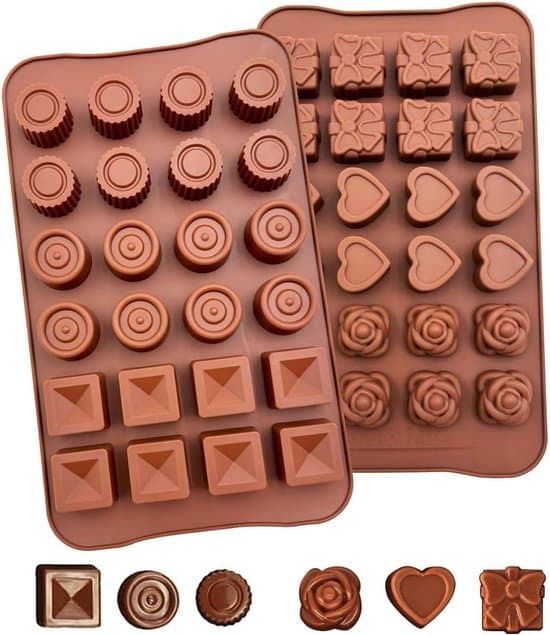 2 chokoladeforme, chokoladeforme, 24 hulrum, silikoneforme, non-stick form til chokolade, 3D silikoneform til kage, chokolade, gelé