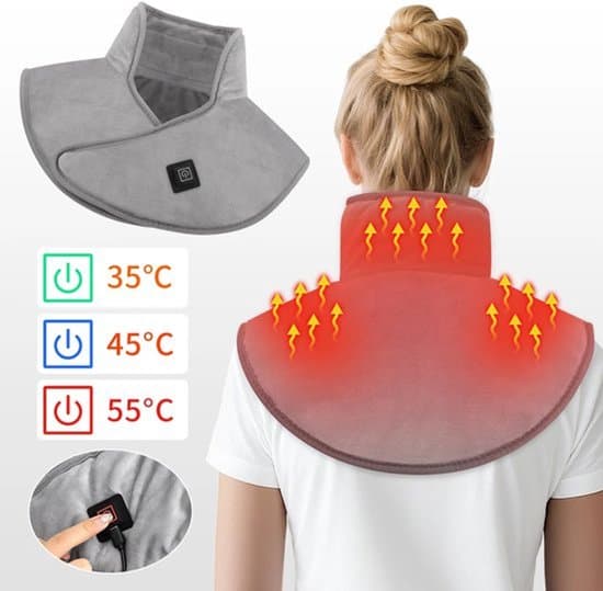 Värmda axelkuddar och nackstöd, 3 temperaturinställningar, Grå