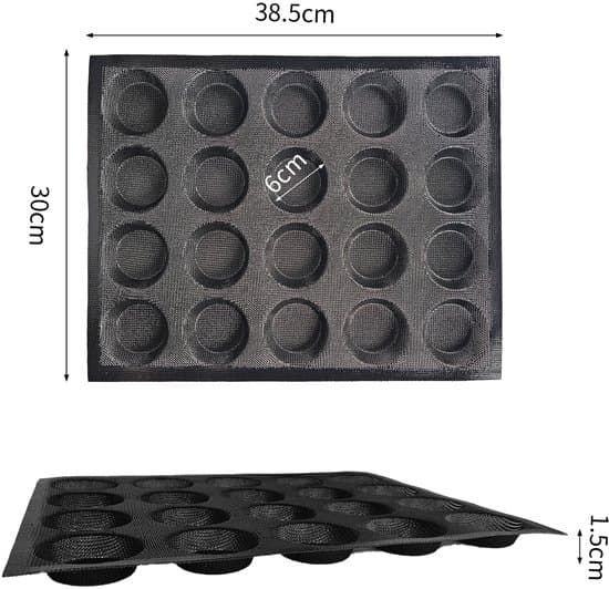20-bolle Perforeret Non-Stick Silikone Hamburgerbolle Bageform - 38.5x30cm