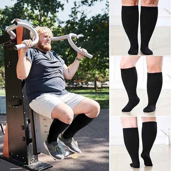 Par 3XL Unisex Polstrede Kompressionsstrømper - Sort