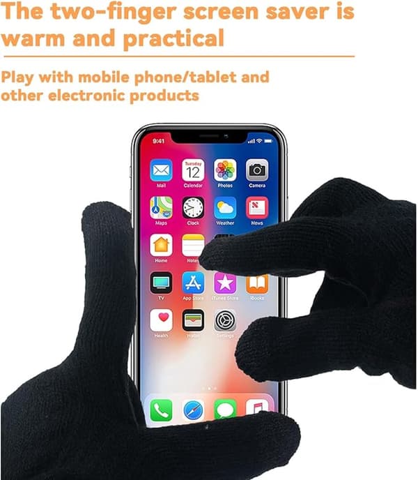 1-par vinteropvarmede touchscreen skihandsker - sort