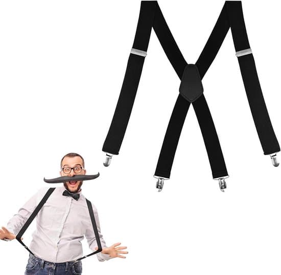 Mænds X-formede brede retro selerem med robuste clips - Sort, størrelse L