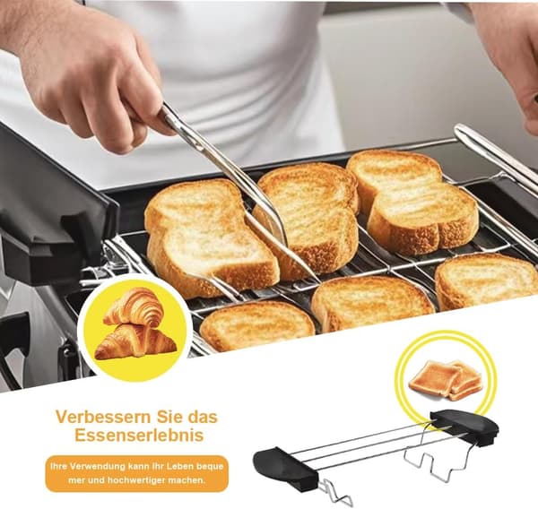 Brødrister i rustfrit stål, brødgrill, brødkølestativ - Sort