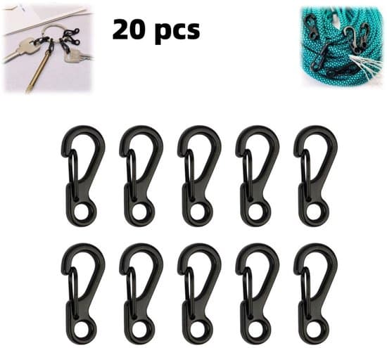 20-pack mini karbinhakar i legering för nyckelringar och utomhusutrustning (svart, 2,4 x 1,08 cm)
