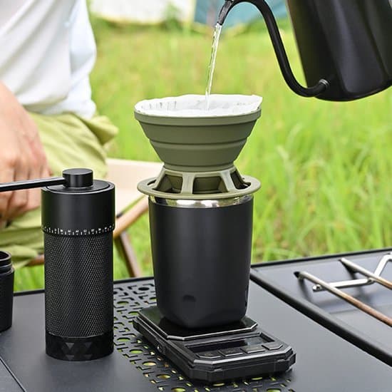 Sammenfoldelige kaffefiltre i silikone - Sort & Olivengrøn - Sæt med 2