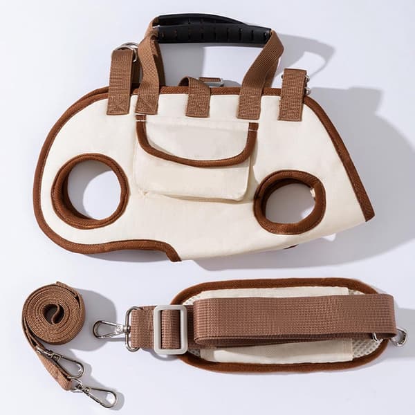 Beige Crossbody Kæledyrstaske - Håndfri/Justerbar - Medium