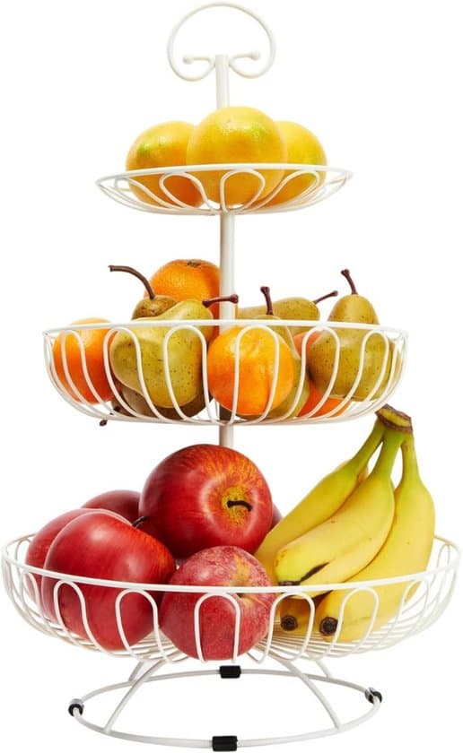 Fruktfat - 3-vånings fruktkorg - Vit