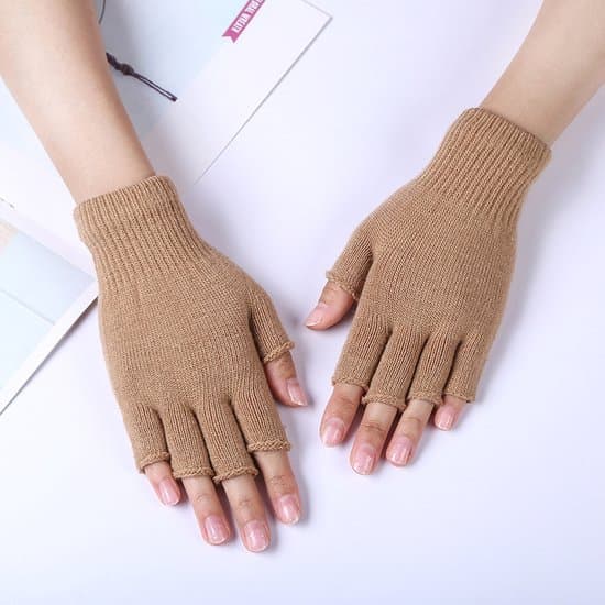 Vinter fingerlösa stickade handskar - Svart